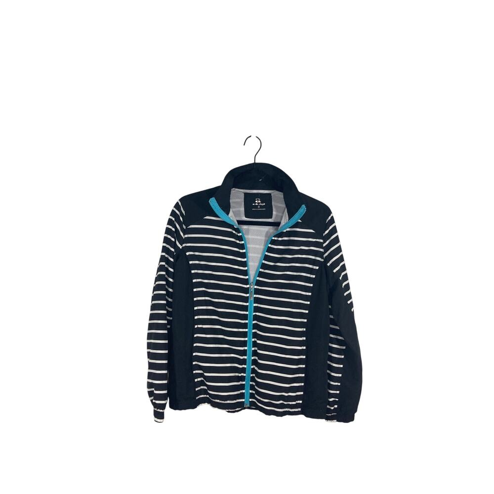 Activology Women's Running Outdoors Coastal Winter Stripe Zip Up Windbreaker